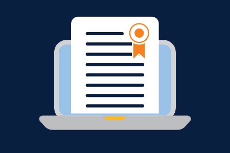 Teacher taking an online training class